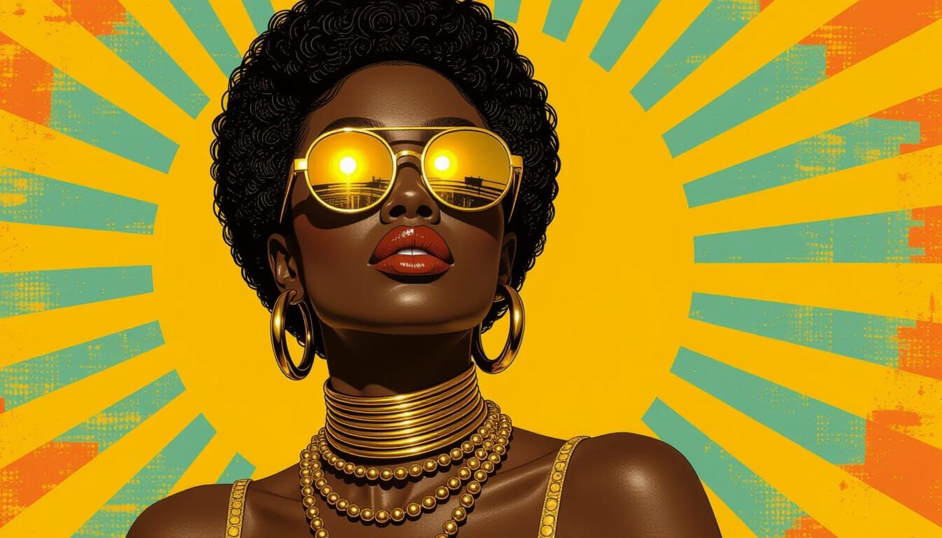 Black Woman in Gold: Afrofuturist Portrait in Chiaroscuro