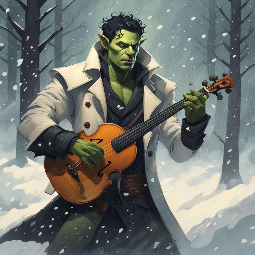 Half-Orc Bard Master of Stormy Melodies