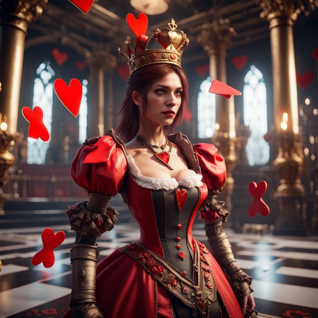 Queen of Hearts in 3D Game Style