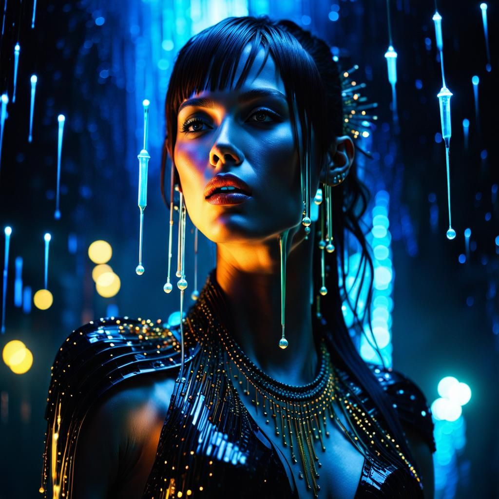 UV Light Figure with Fluorescent Streaking Flares