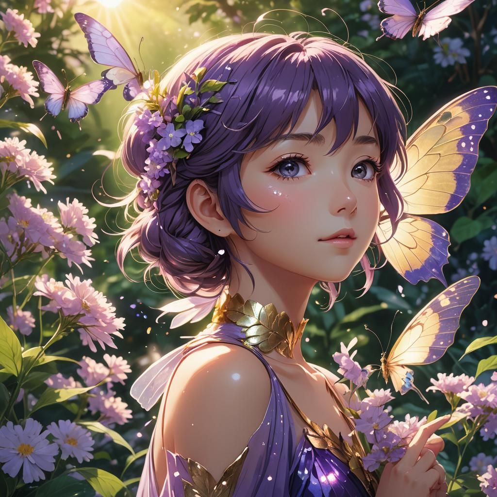 Butterfly Fairy Portrait in Anime Key Visual Style