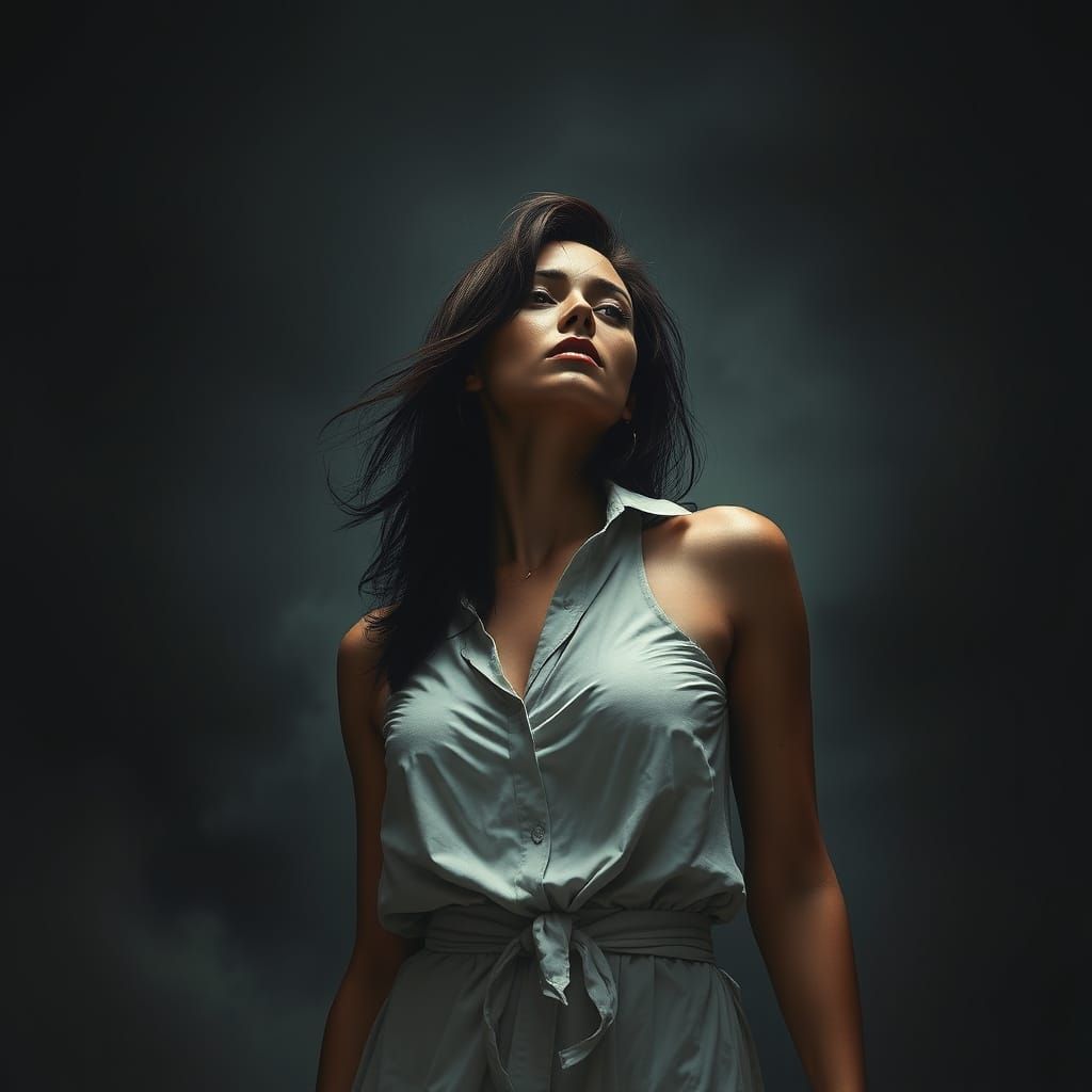 Dramatic Woman in High Contrast Digital Art