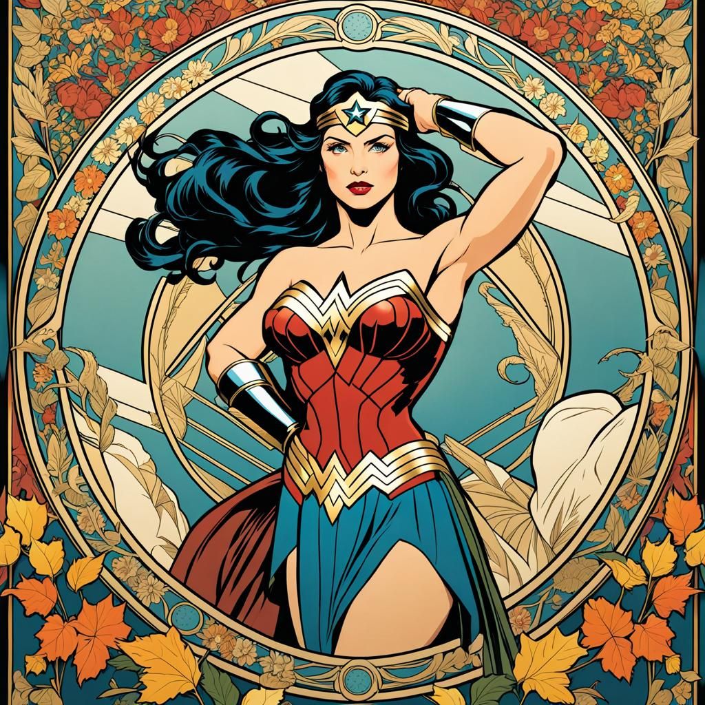 Wonder Woman as Alphonse Mucha's Four Seasons