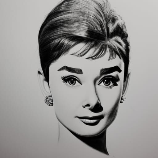 Hyperrealistic Pencil Sketch of Audrey Hepburn