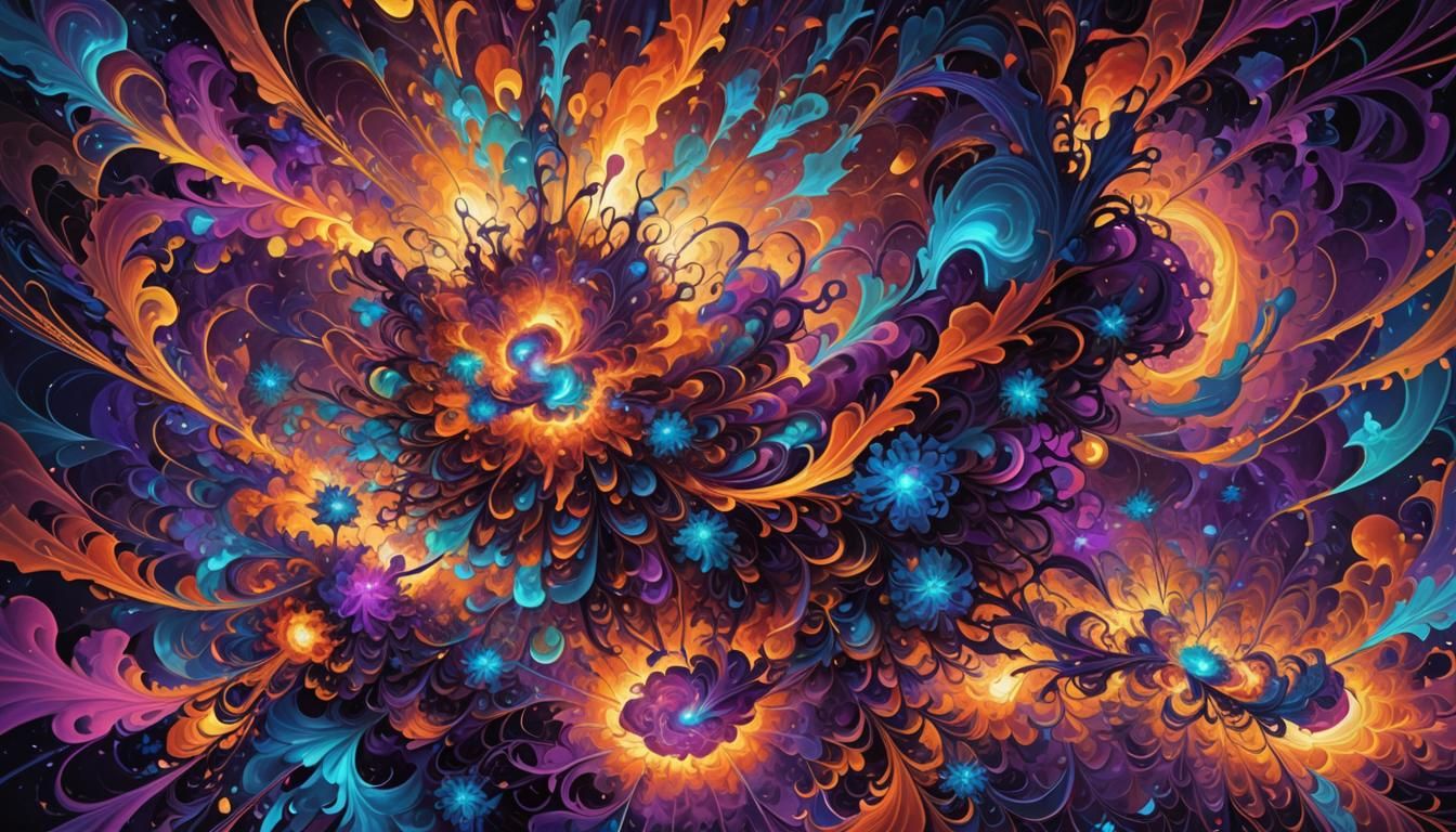 Psychedelic Electric Artwork with Geometric Core