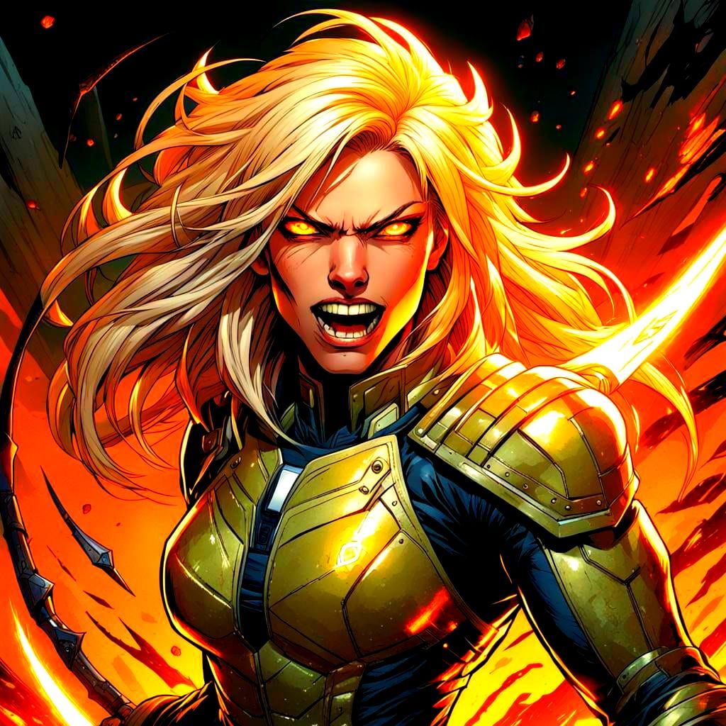 Feral Alien Warrior with Metallic Teeth Comic Art