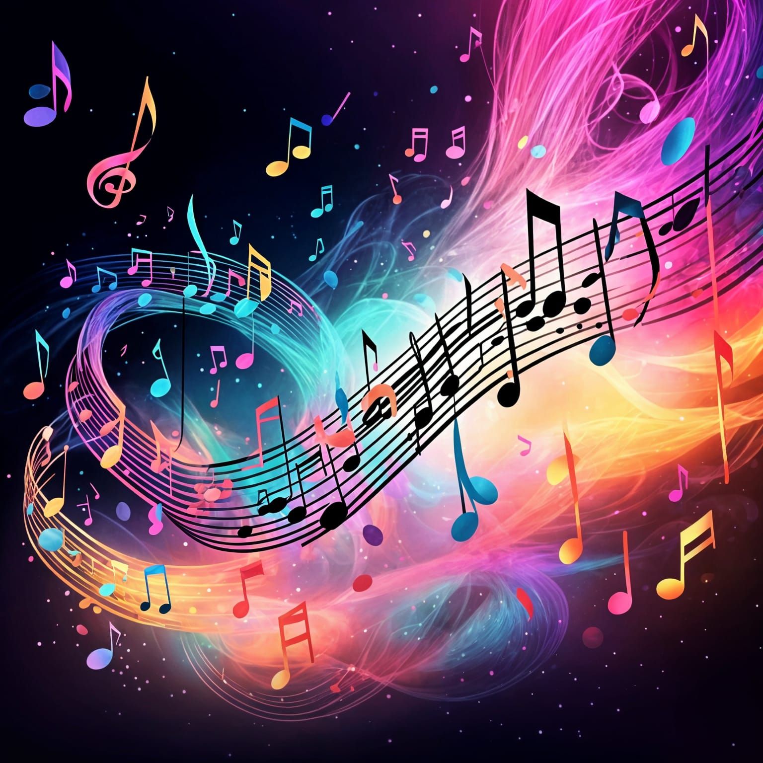 Floating Musical Notes from a Focal Point