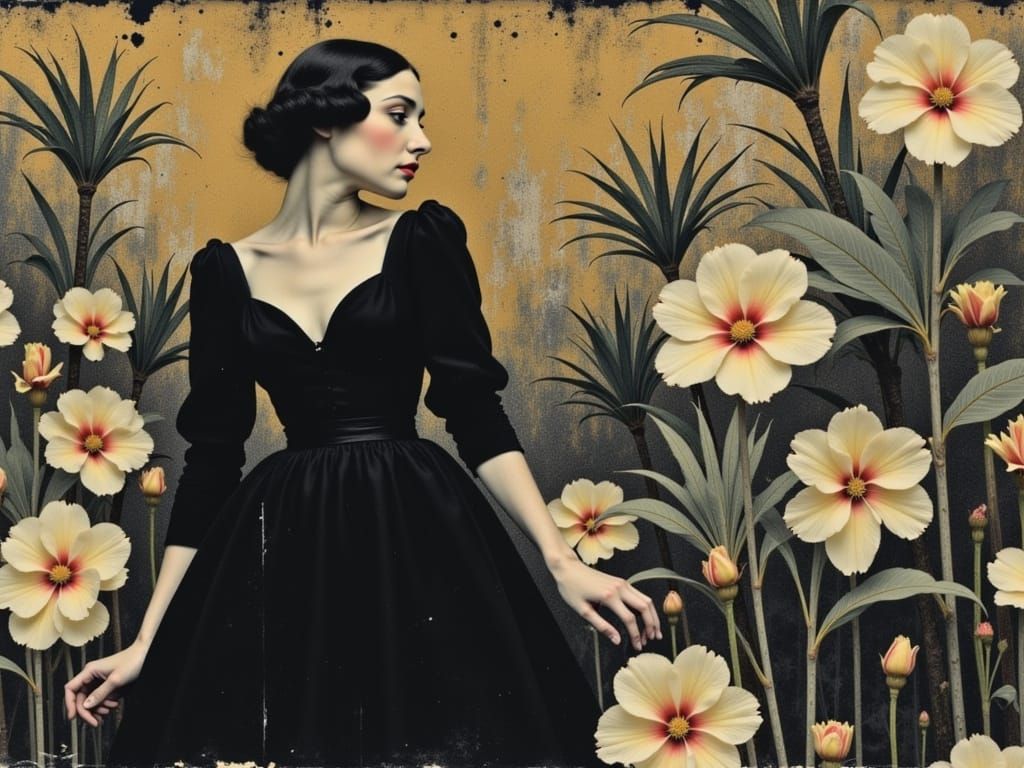 1940s Singer in Matrix Floral Art Deco Style