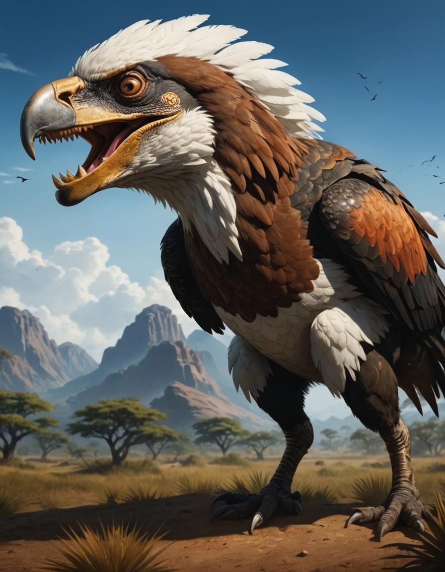 Feathered Terror Bird with Serrated Beak