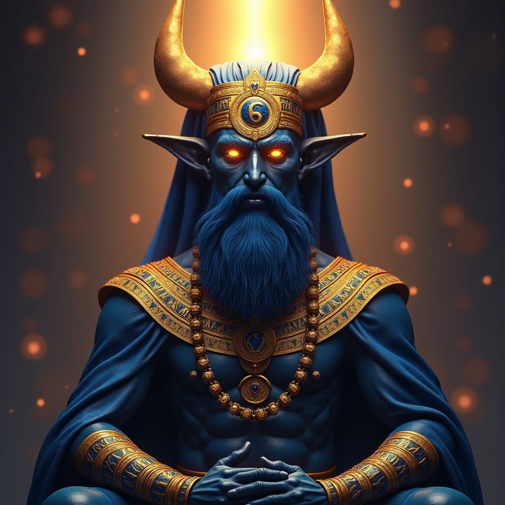 Ornate Goa'uld System Lord Portrait in Gold and Lapis Lazuli
