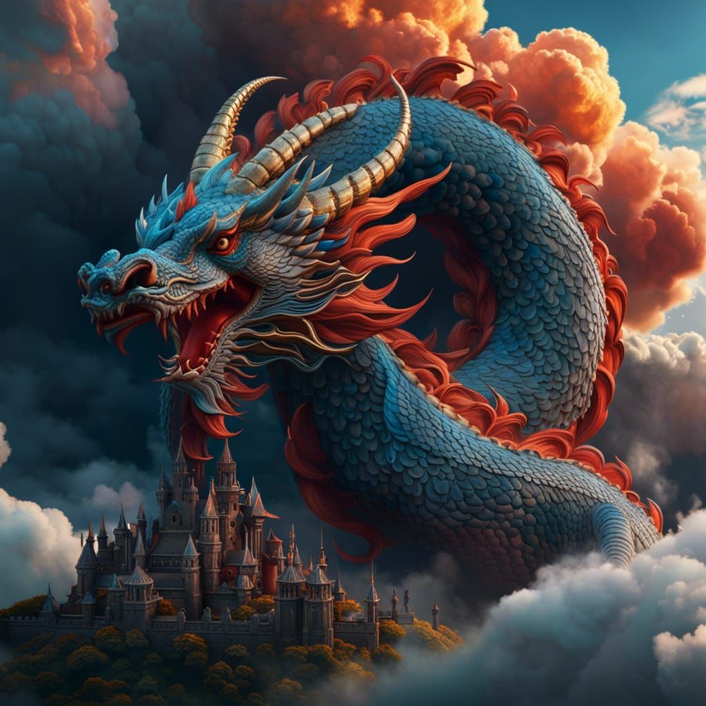 Dragon Shaped Cloudscape in Detailed Matte Painting