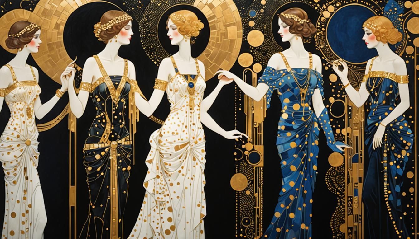Art Deco Silhouettes in Klimt Style