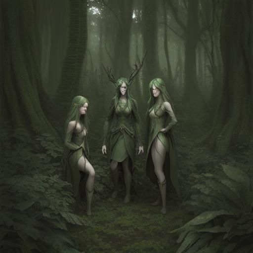 Enchanting Wood Elves in Emerald Forest