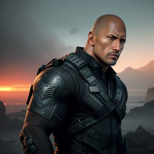 Dwayne Johnson as Agent Luke Hobbs in Tropical Sunset Hyperr...