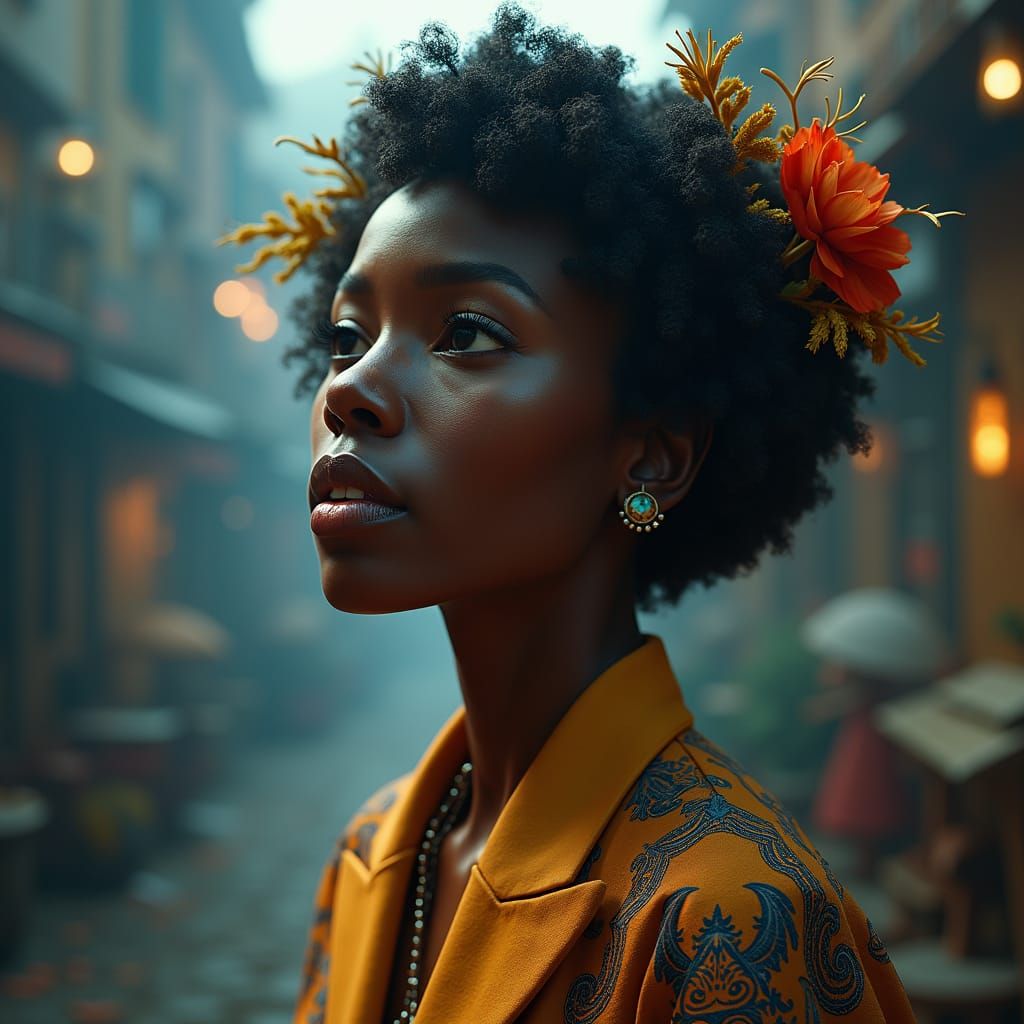 Diahann Carroll Portrait in a Fantastical Matte Painting Sty...