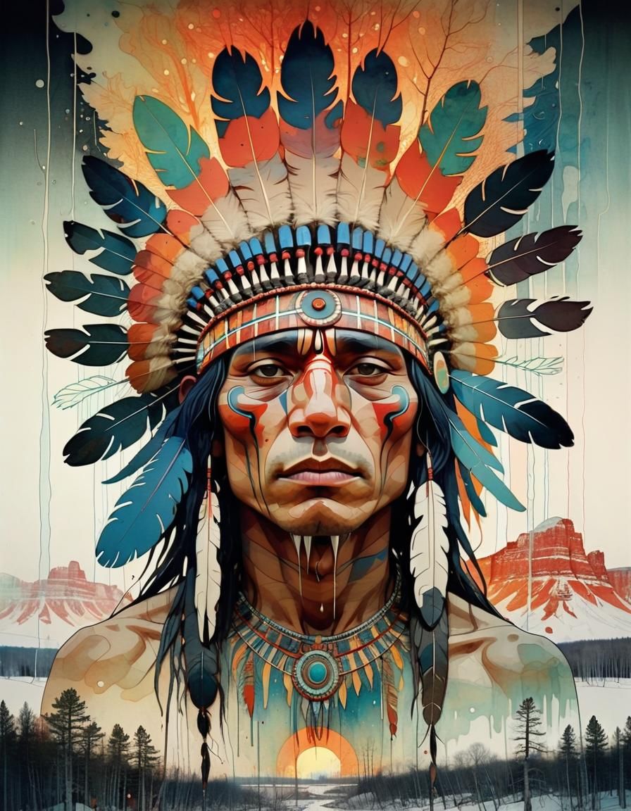 Sioux Plains Double Exposure: Digital Art