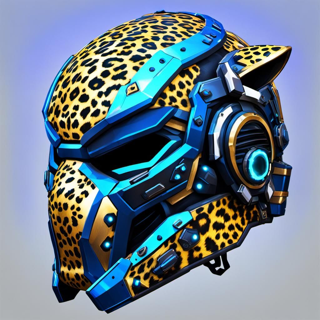 Cybernetic Leopard Helmet: Futuristic Design