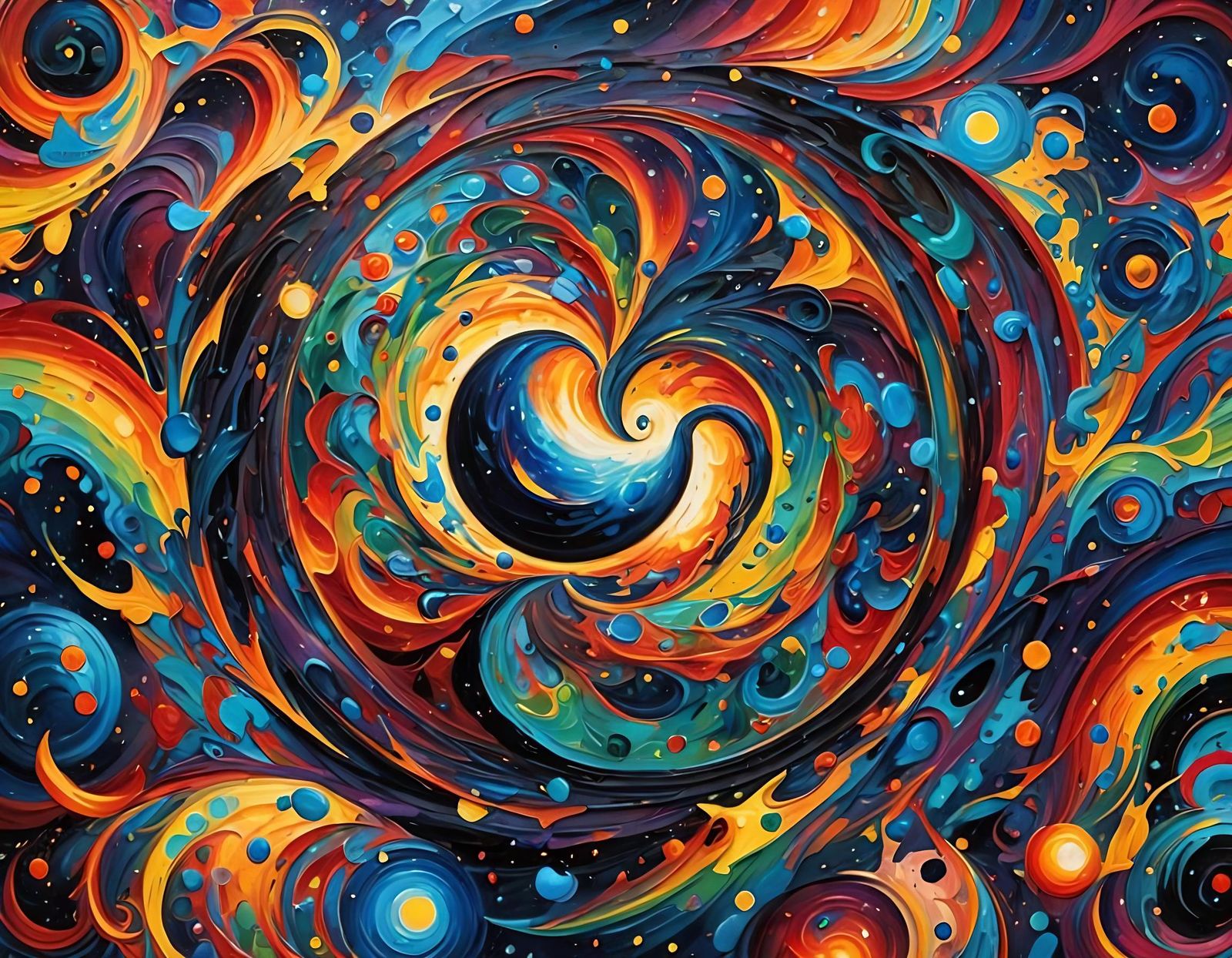 Yin Yang in Space as Expressionist Oil Painting