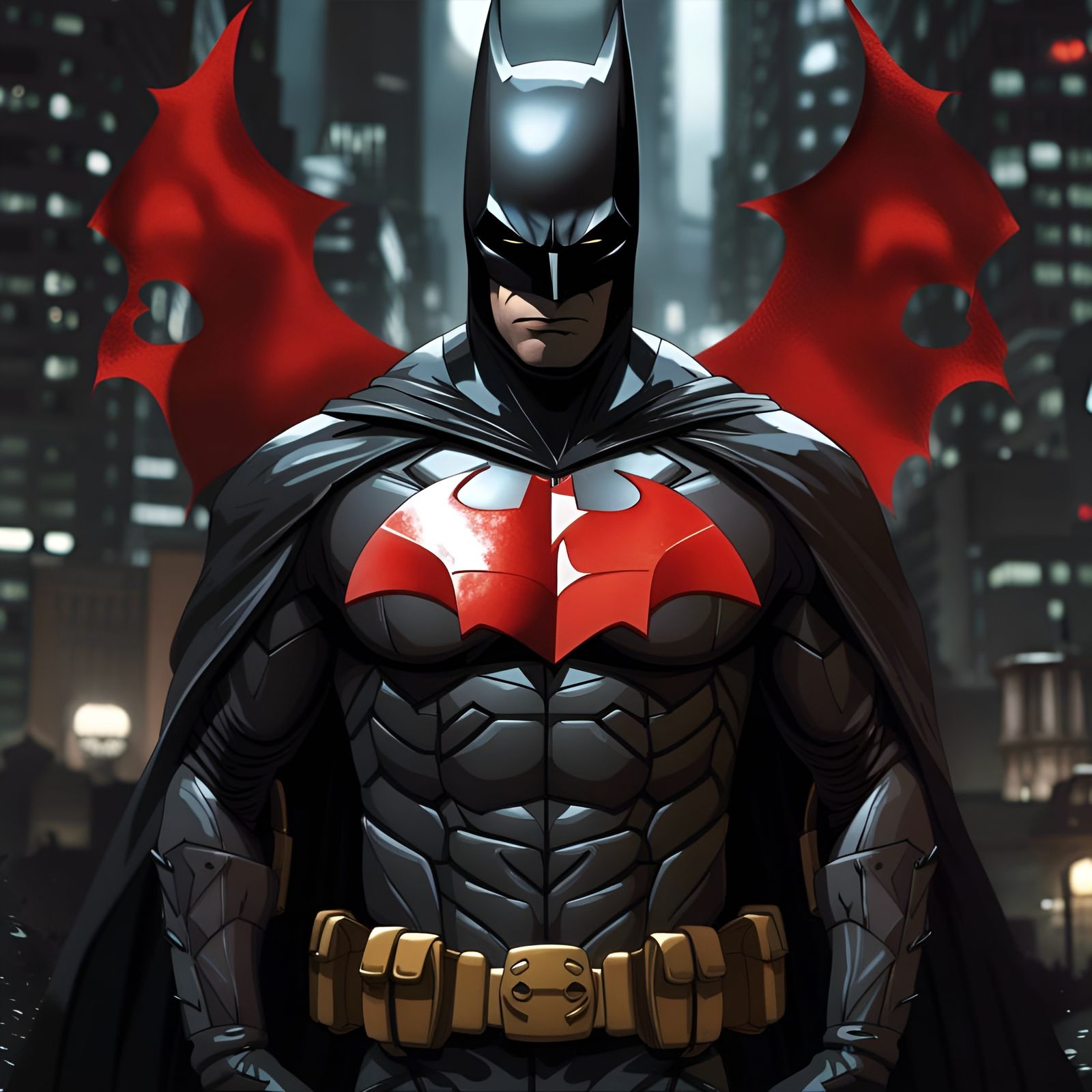 Black Suit Batman with Red Symbol