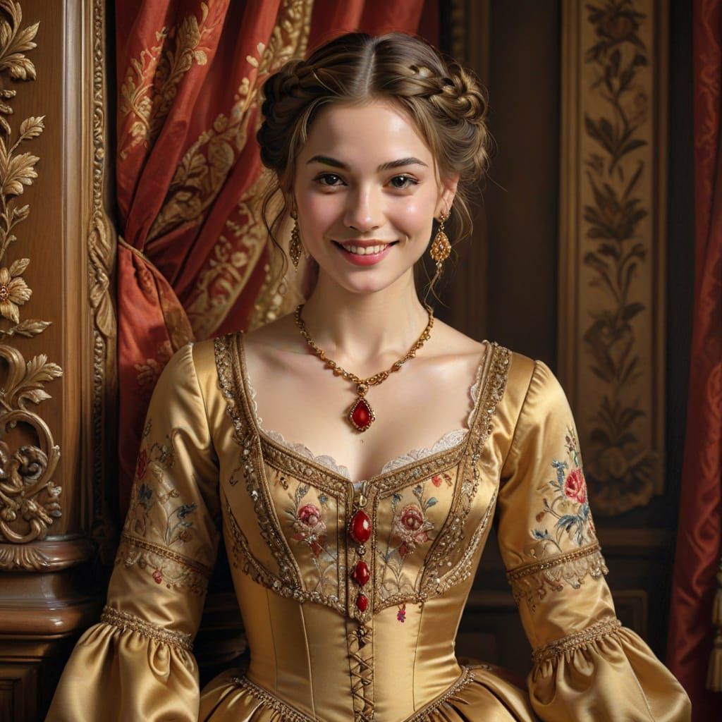 Elegant 18th Century Woman Portrait in Baroque Style