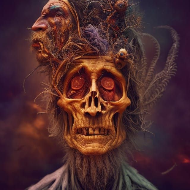 Raging Forest Man in Maximalist Psychedelic Art