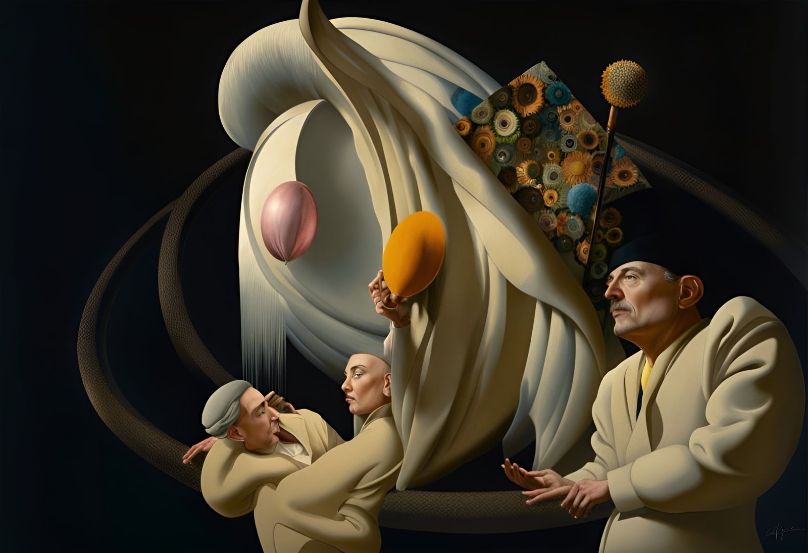 Abstract Rock Singers with Magic Particles in Hyperreal Styl...