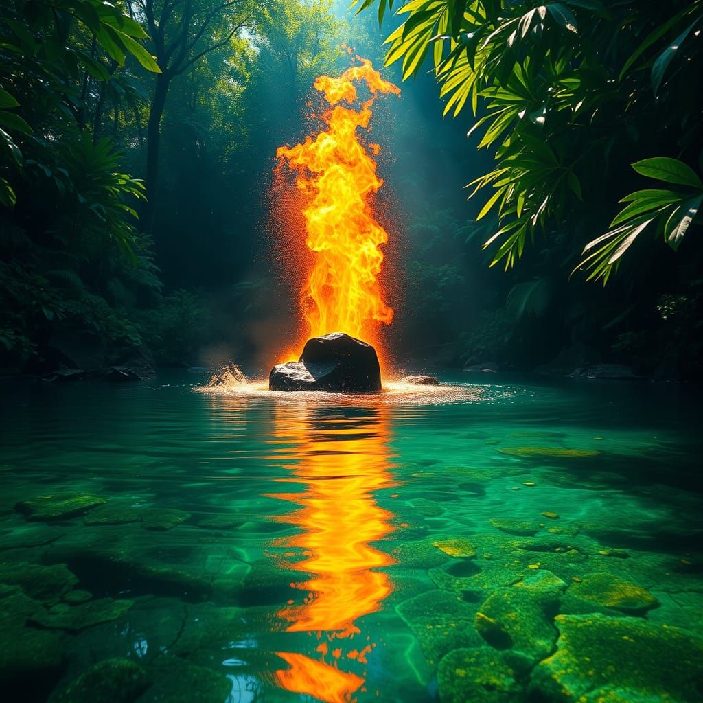 Ethereal Lava Spring in Tropical Jungle