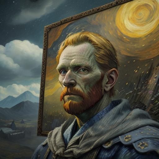 Van Gogh Portrait in Detailed Matte Painting Style