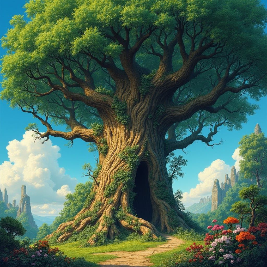 Colossal Ancient Tree in Rewilded Future