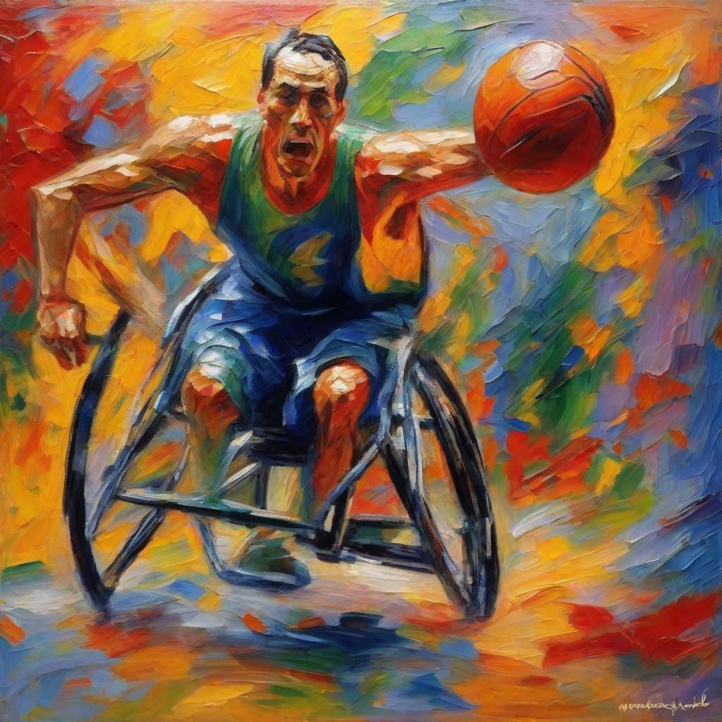 Victorious Wheelchair Athlete in Expressionist Style