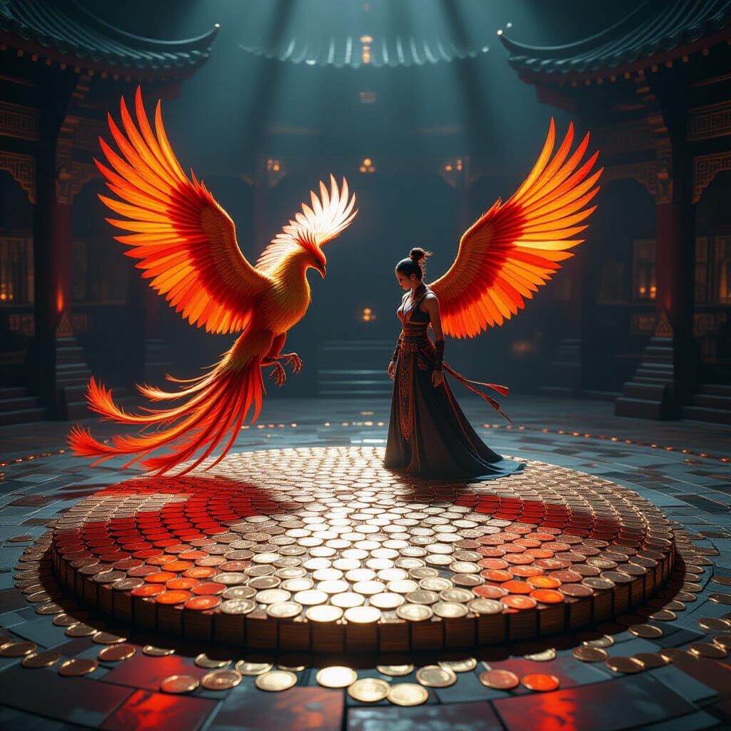 Phoenix vs. Warrior in Penny Arena, Cel-Shaded Style