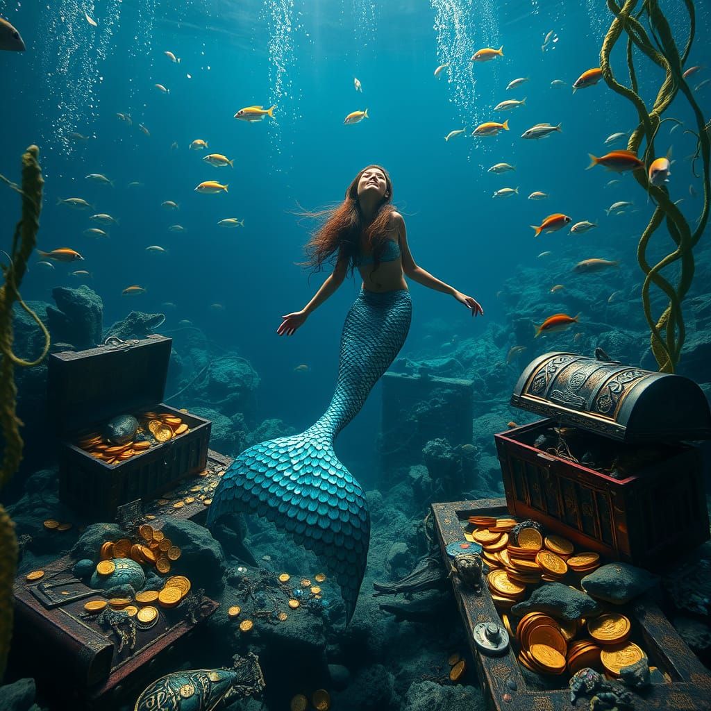 Majestic Mermaid in Luminous Oceanic Realm