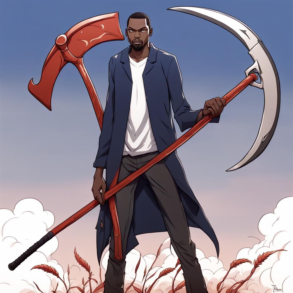 Kevin Durant with Scythe, Anime Style