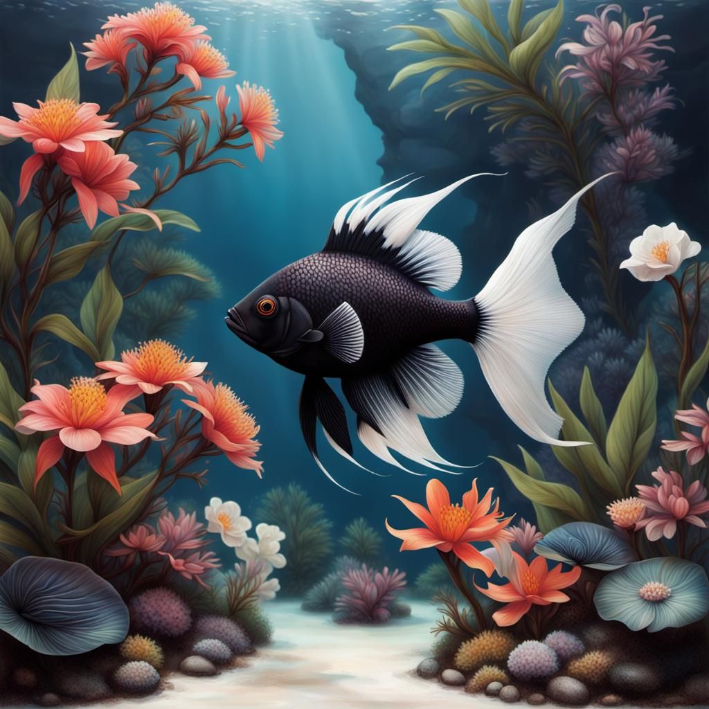 Duality: Black and White Fish Meet Underwater