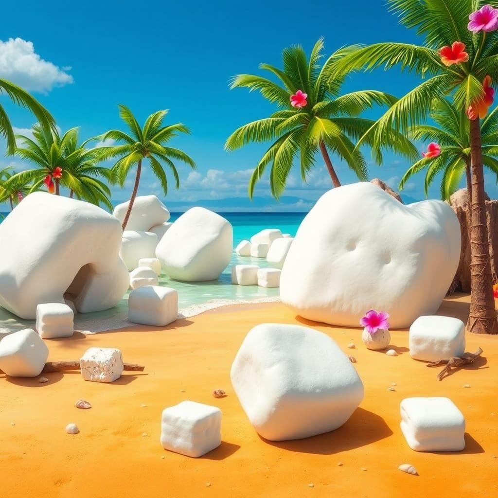 Marshmallow Island: A Surreal Tropical Dreamscape