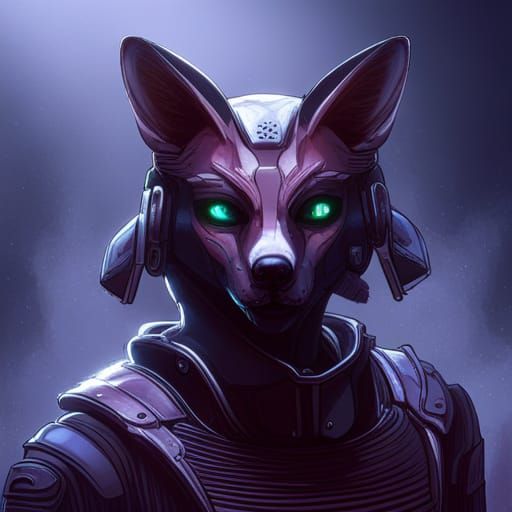 Cyberpunk Animatronic Fox in Neon Dystopia