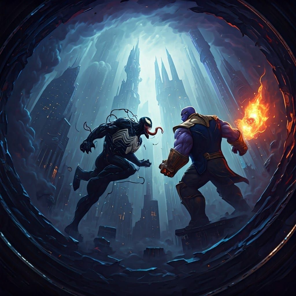 Venom vs Thanos: Gothic Fantasy Battle