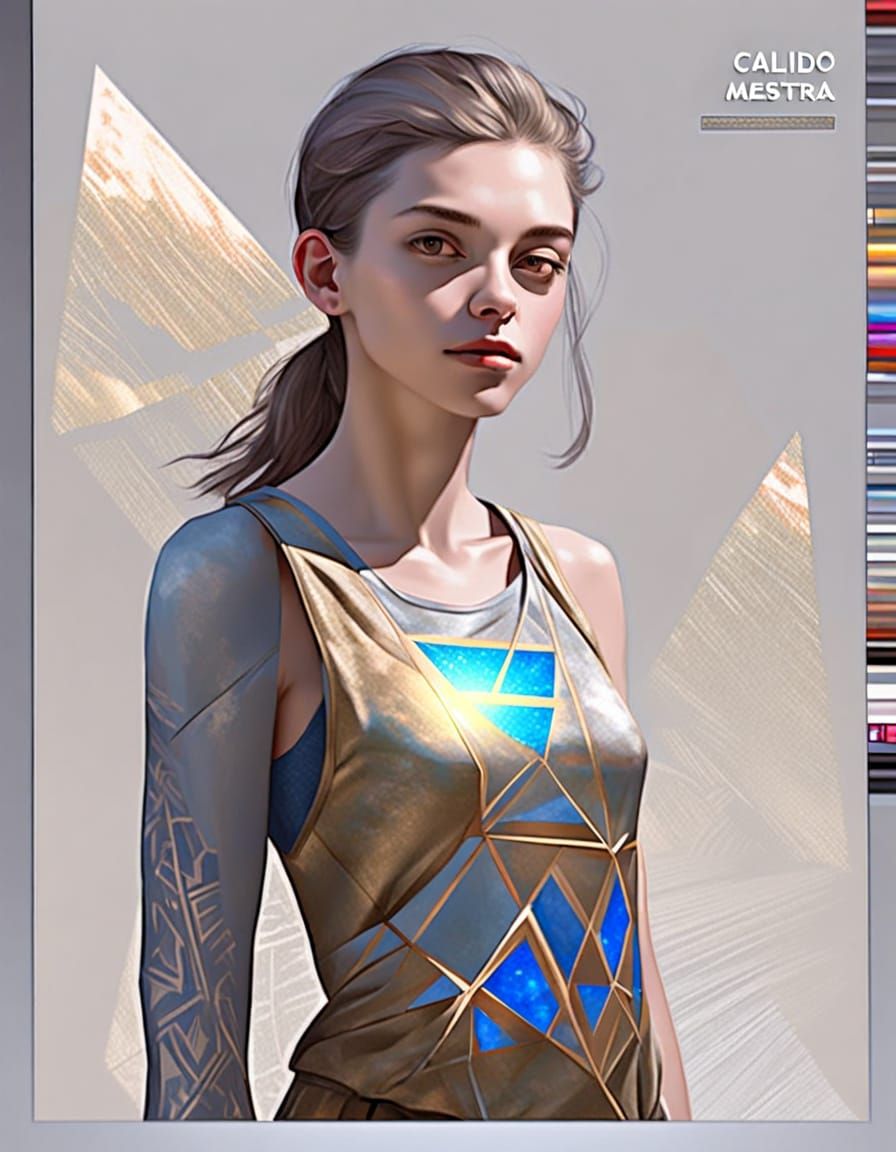 Hyperrealistic Human Figure in Golden Triangles