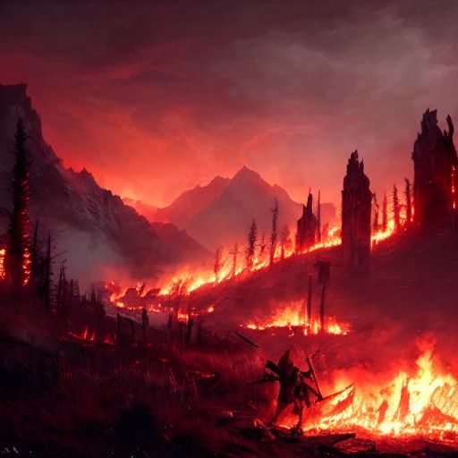 Skyrim Battle Scene in Digital Painting Style