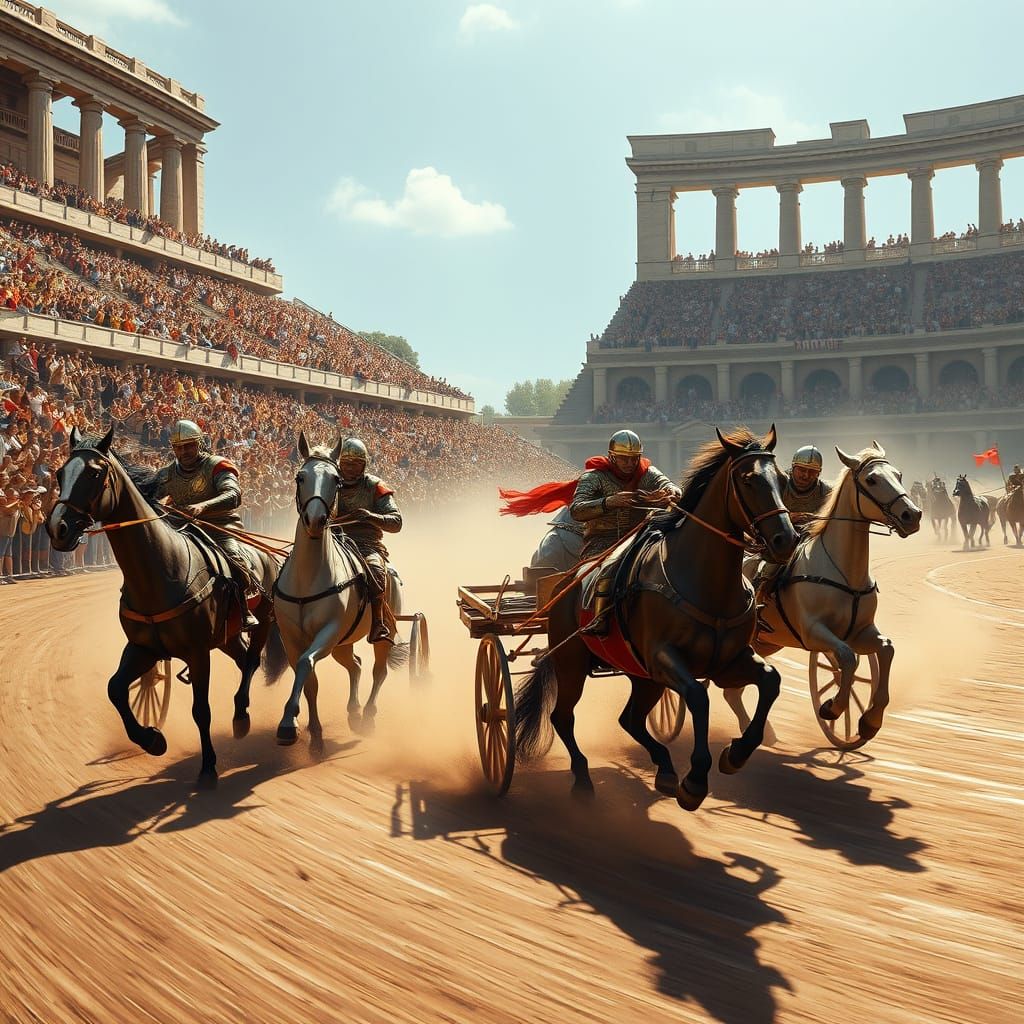 Epic Roman Chariot Race in Circus Maximus
