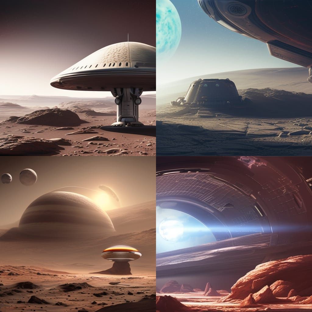 Futuristic Space Station on Mars: Photorealistic Detail