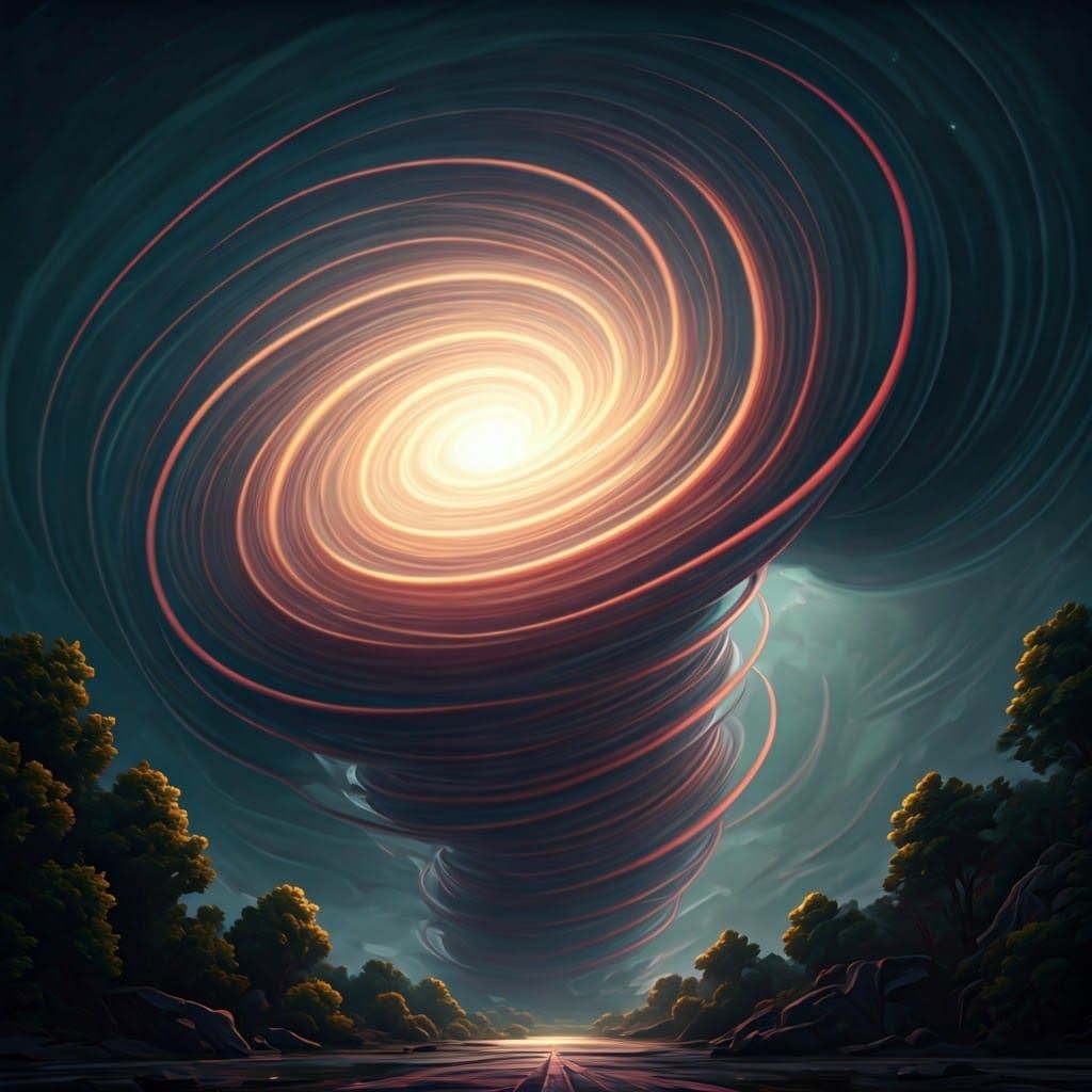 Ethereal Oil Painting of a Hurricane Whirlwind