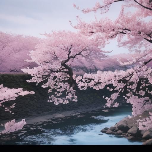 Cherry Blossom with Transparent Background, Cinematic Style