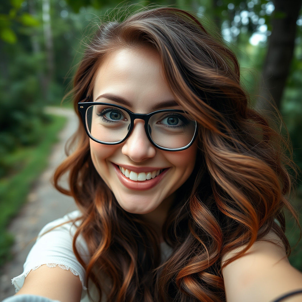 Woman with Brown Hair Taking a Selfie Portrait