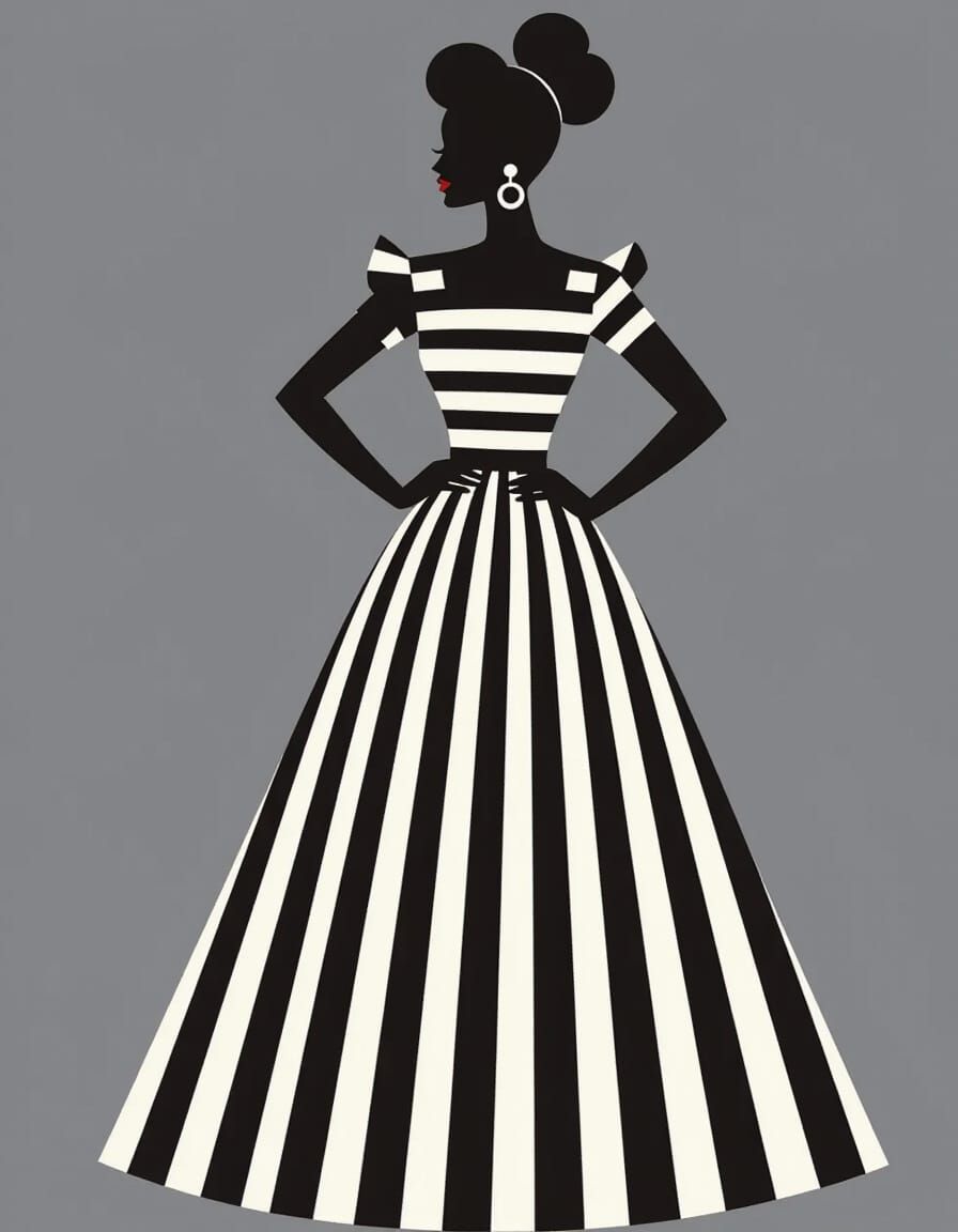 Striking Silhouette of Woman in Striped Gown