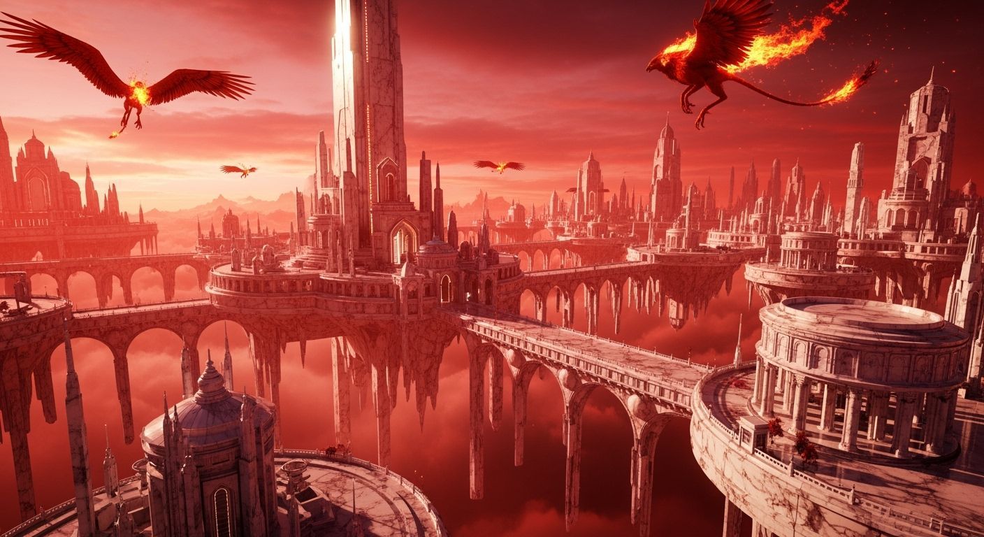 Heavenly Metropolis in Apocalyptic Red Light