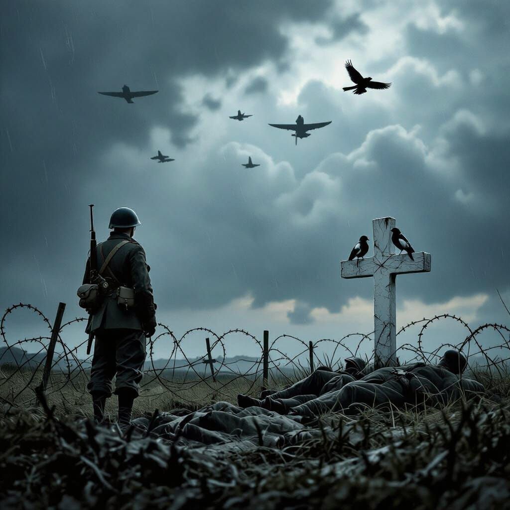 Lone Soldier in World War Two No Man's Land