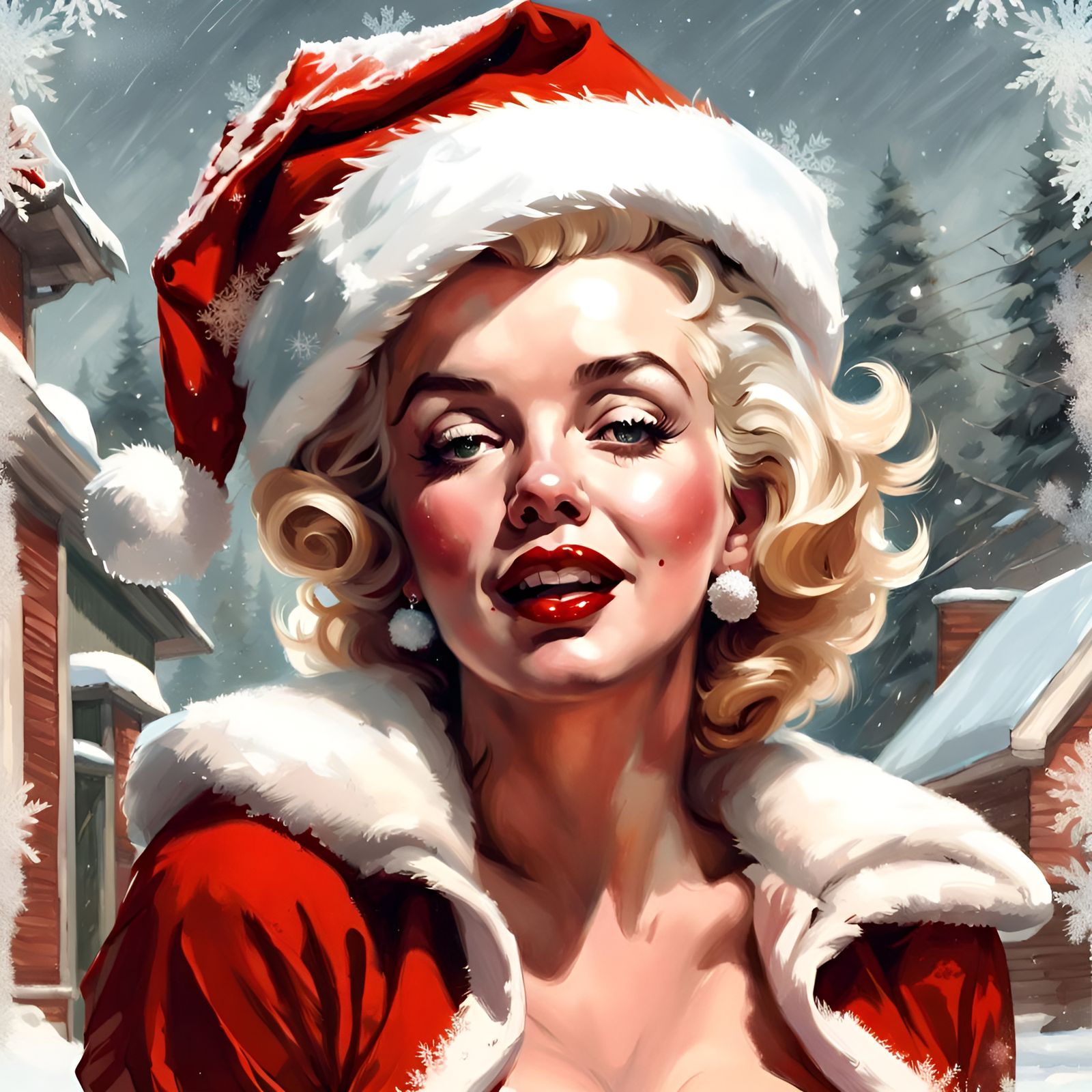 Marilyn Monroe as Santa Claus in Pin-Up Style