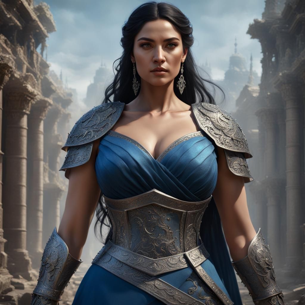 Goddess of War in Silver Lace Armor