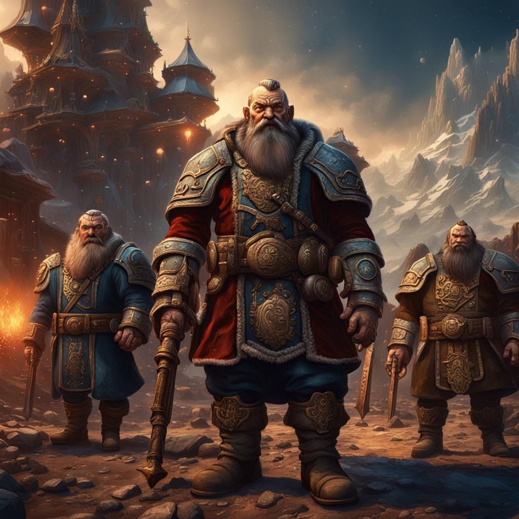 Dwarf Space Cossacks in Detailed Matte Painting